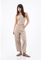 Tennis Top Halter Para Mujer De Algodón Beige Corto Con Tiras de Tennis