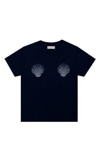 Camiseta Azul Con Estampado De Conchas Para Mujer Tennis