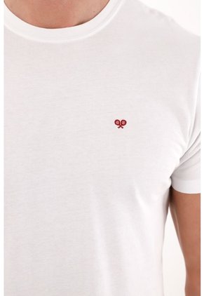 Tennis Camiseta Con Estampado En Espalda Blanca Con Estructura Suave Para Hombre