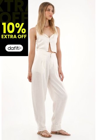 Tennis Pantalón Chino En 100% Lino Crudo Para Mujer Tennis