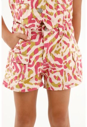 Short Con Estampado Animal Print Para Niña