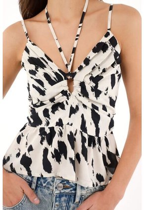 Tennis Camisa De Tiras Con Estampado Animal Print Para Mujer