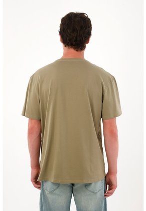 Tennis Camiseta Básica Estampada En Espalda Verde Para Hombre