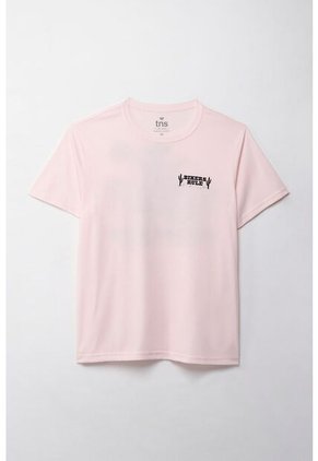 Camiseta Manga Corta Estampada Rosada Para Hombre