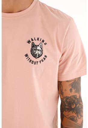 Camiseta Manga Corta Rosada Para Hombre