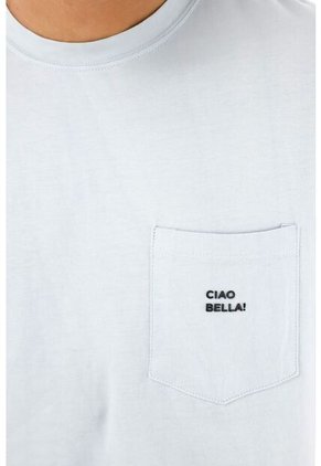 Camiseta Con Bolsillo De Parche Azul Para Hombre