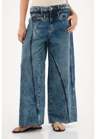 Tennis Jean Wide Leg Multibolsillos Azul Para Mujer Tennis