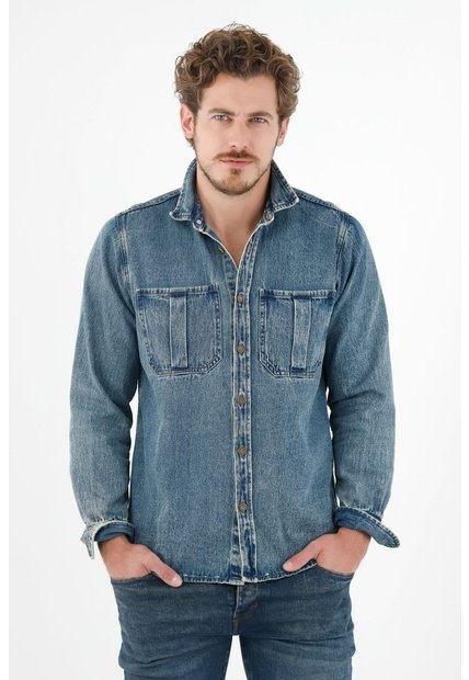 Tennis Camisa Azul En Denim Para Hombre