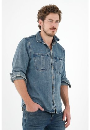 Tennis Camisa Azul En Denim Para Hombre