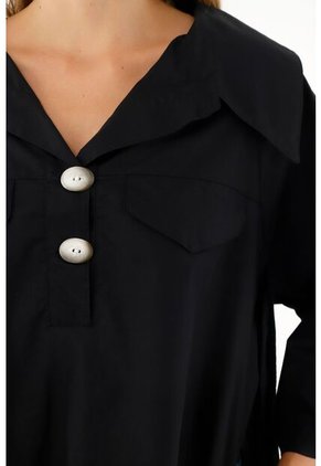 Camisa Negra Manga 3/4 Para Mujer