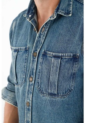 Tennis Camisa Azul En Denim Para Hombre