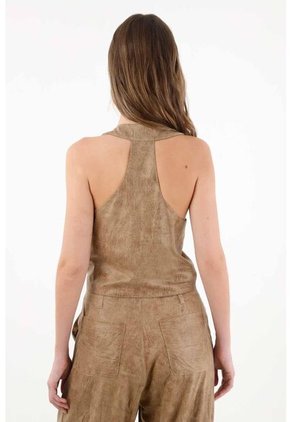 Tennis Chaleco Sporty Con Escote En V Café Para Mujer