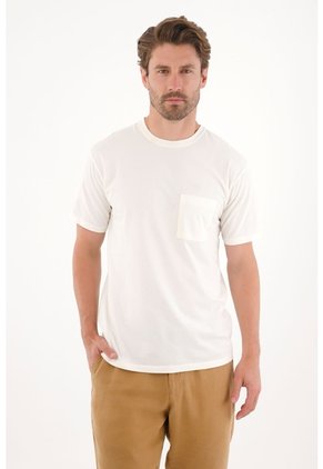 Tennis Camiseta Con Bolsillo De Parche Crudo Para Hombre