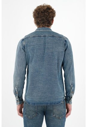 Tennis Camisa Azul En Denim Para Hombre