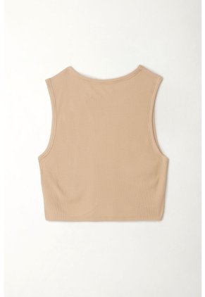 Tennis Camiseta Crop Manga Sisa Café De Silueta Amplia Para Mujer