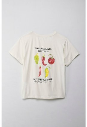 Tennis Camiseta Con Estampado En Frente Y Espalda Crudo Para Mujer