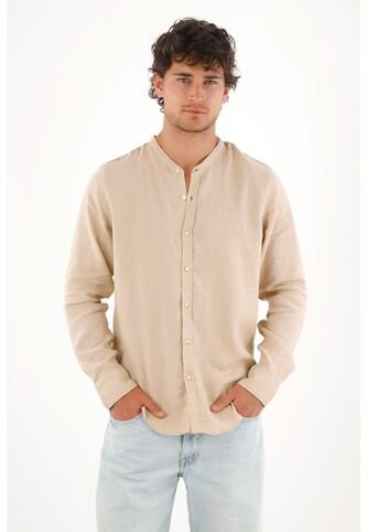 Tennis Camisa En 100% Lino Café Para Hombre Tennis