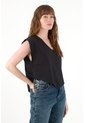 Tennis Camisa Manga Sisa Escote En V Negra Para Mujer de Tennis