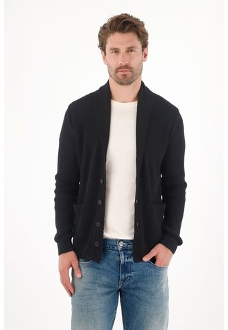 Tennis Buzo Tejido Tipo Cárdigan Negro Para Hombre Tennis