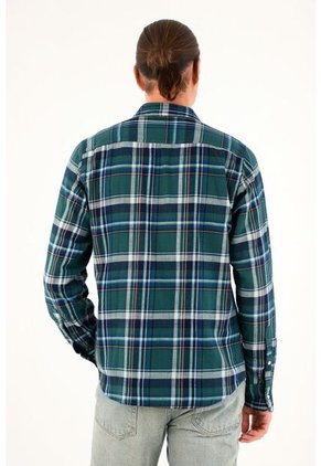 Tennis Camisa Tipo Leñadora A Cuadros Verde Para Hombre