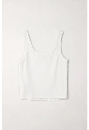 Tennis Camiseta Crop En Rib Blanca De Ajuste Cómodo Para Mujer