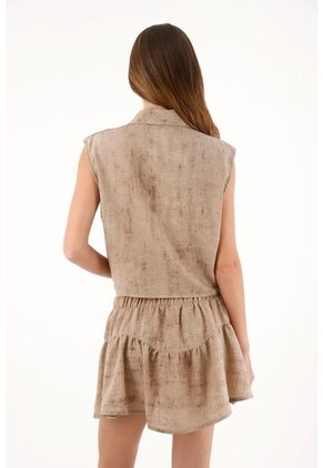 Tennis Chaleco Crop De Silueta Recta Café Para Mujer