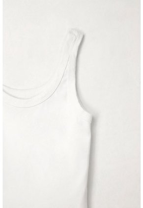 Tennis Camiseta Crop En Rib Blanca De Ajuste Cómodo Para Mujer