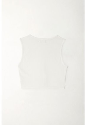 Tennis Camiseta Crop Manga Sisa Blanca De Silueta Amplia Para Mujer