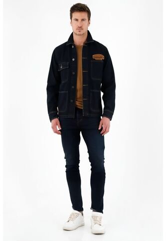 Tennis Abrigo Azul Con Bolsillos De Parche Para Hombre Tennis