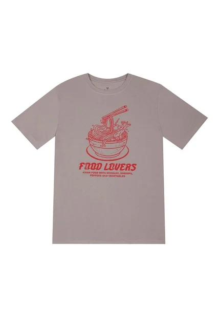 Tennis Camiseta Gris Con Estampado Frontal Para Hombre