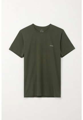 Tennis Camiseta Básica Manga Corta Verde Con Detalle Fruncido Para Hombre