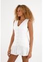 Tennis Vestido Blanco Corto Con Botones Para Mujer de Tennis