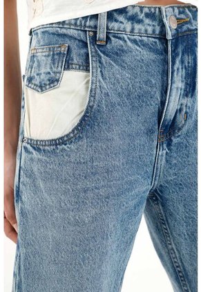 Tennis Jean Recto Tiro Alto Azul Para Mujer