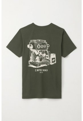 Tennis Camiseta Básica Manga Corta Verde Con Detalle Fruncido Para Hombre