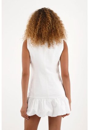 Tennis Vestido Blanco Corto Con Botones Para Mujer