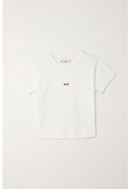 Camiseta Básica Estampada Blanca Para Niña