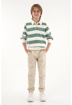 Buzo Polo Verde Con Estampado De Rayas Para Niño