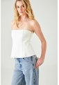 Tennis Top Entallado Con Escote Strapless Recto En Tela Blanca Para Mujer de Tennis