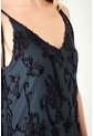 Tennis Vestido Largo Recto Con Textura Floral En Tela Azul Noche Para Mujer de Tennis