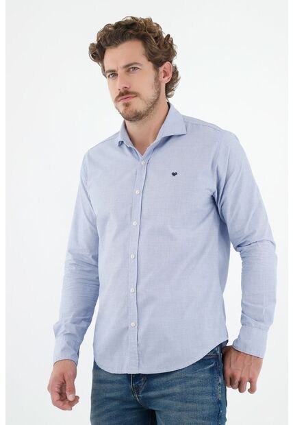 Tennis Camisa Azul Con Cuello Francés Para Hombre