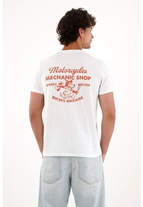 Tennis Camiseta Con Estampado En Espalda Blanca Con Acabado Liso Para Hombre