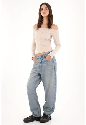 Tennis Jean Horseshoe De Tiro Bajo Azul Para Mujer