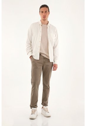 Pantalón Tipo Chino Café Para Hombre
