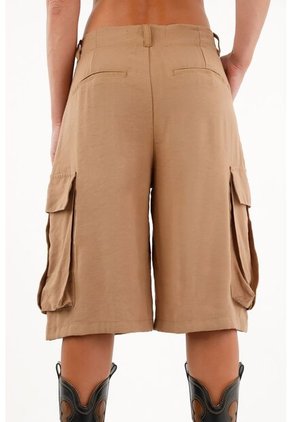 Tennis Bermuda Larga Café Con Bolsillos Para Mujer