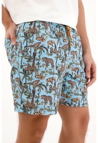 Tennis Pantaloneta De Baño Con Estampado Selva Para Hombre Tennis