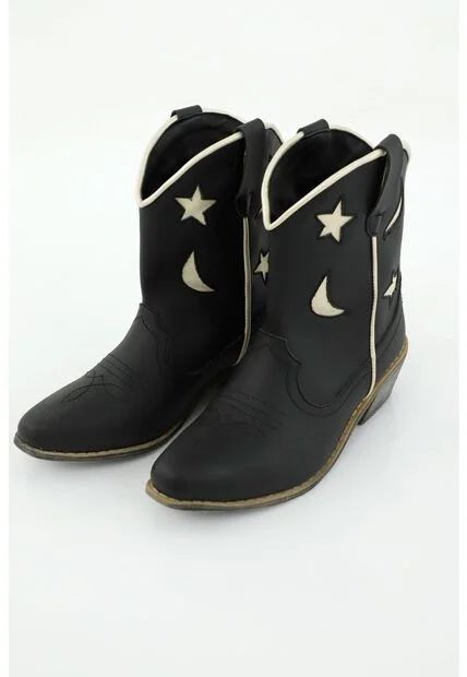 Botas De Niña, Estilo Tipo Texanas, Con Detalle De Lunas Y Estrellas