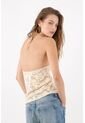 Tennis Top Ajustado Con Escote En Encaje Beige Para Mujer de Tennis