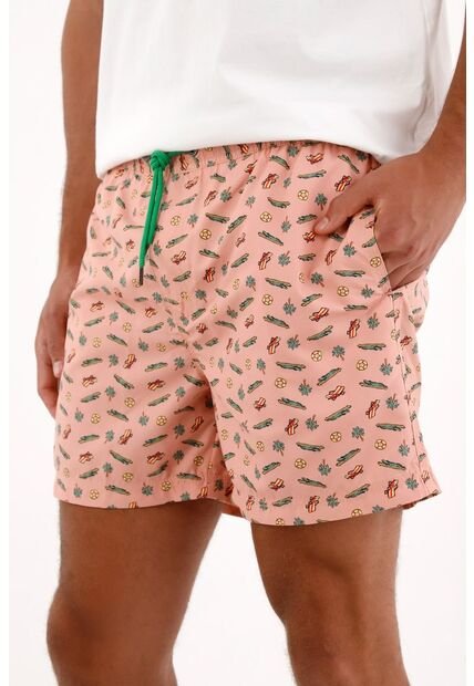 Pantaloneta De Baño Con Estampado Playero Para Hombre