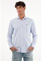 Camisa Azul A Rayas Para Hombre de Tennis