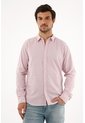 Camisa Rosada A Rayas Manga Larga Para Hombre de Tennis